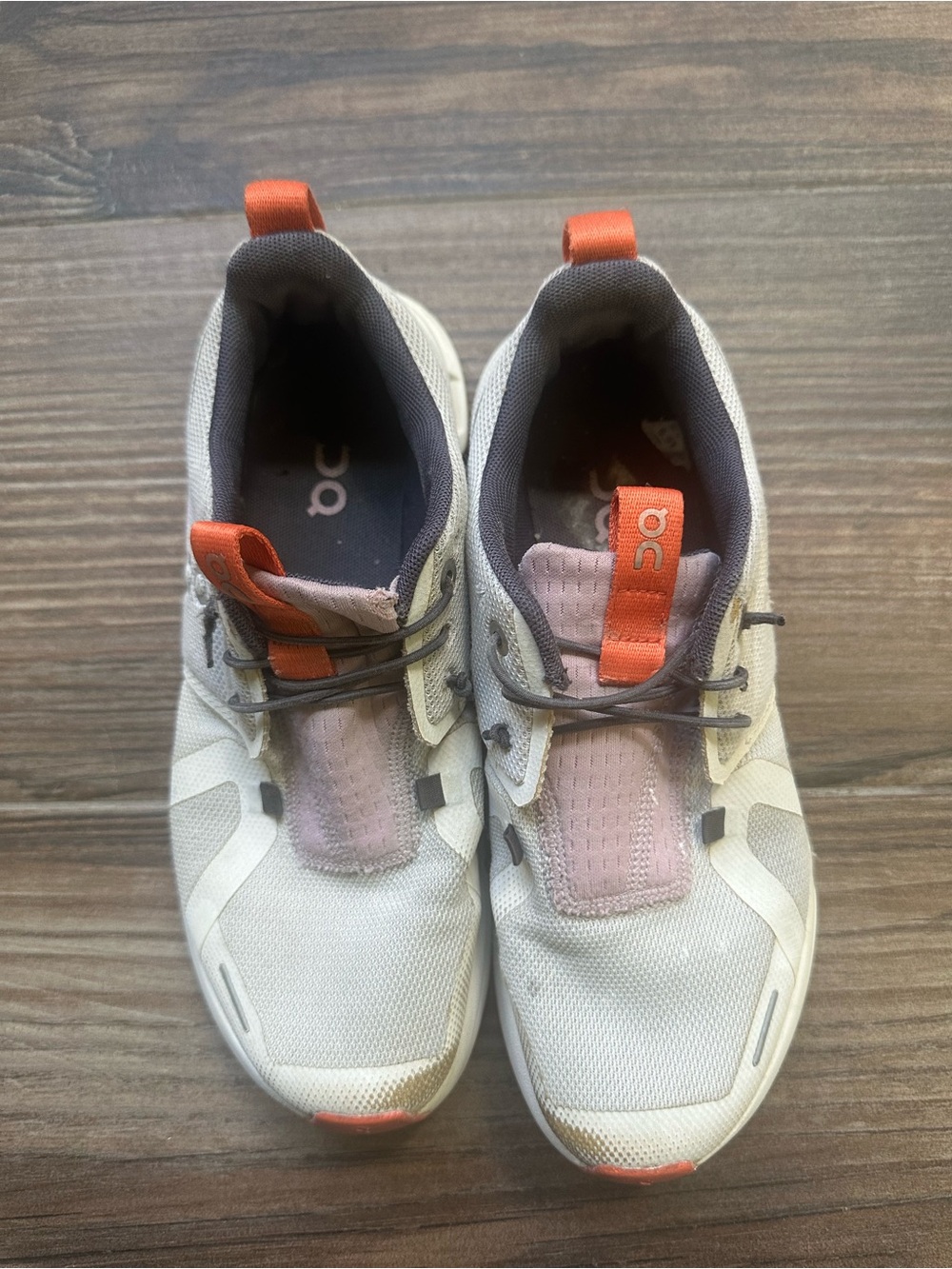 On Clouds Youth Running White Sneakers with Orange Accents - Picture 7 of 12